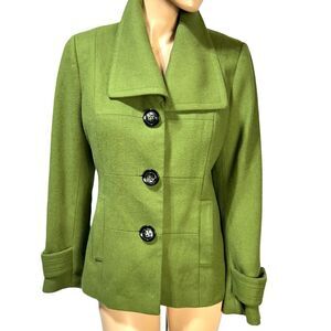 Antonio Melani Wool Blend Green Coat Jacket Single Breasted Size 8